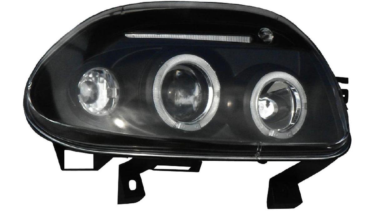 Set+de+phares+sur+mesure+pour+Renault+Clio+II+1998-2001+-+Noir+-+incl.+Angel-Eyes